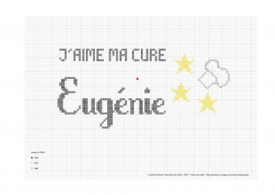 Point de croix – « J’aime ma cure à Eugénie »