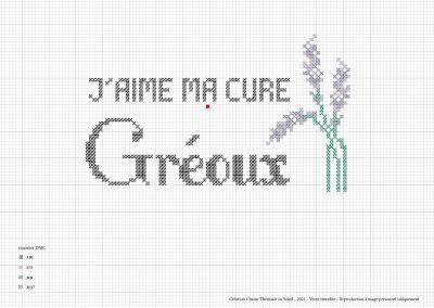 Point de croix – « J’aime ma cure à Gréoux »